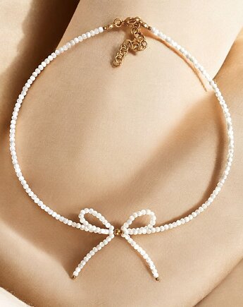 KOKARDKA - choker : biała muszla, kaktusia