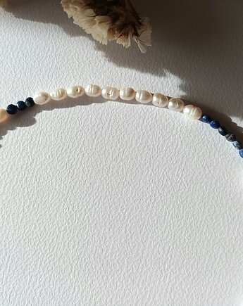 Naszyjnik  perły  naturalne  i lapis lazuli, s e n s e d  accessories