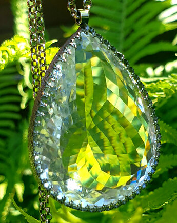 Naszyjnik Amulet  - Kryształ Górski Srebro - Unikat O
