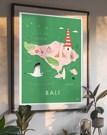 Bali Indonezja - plakat - mapa graficzna, minimalmill