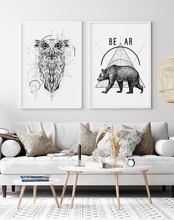 Zestaw plakatów z geometrycznymi zwierzakami, HOG STUDIO