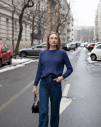 Sweter LAMIA granatowy - Handmade, cisza kolektyw