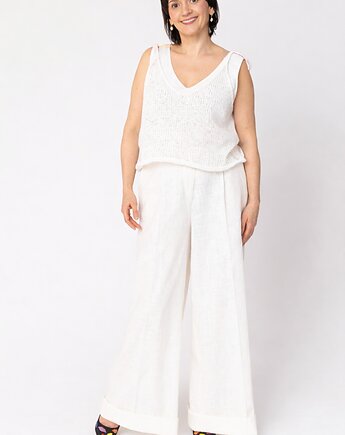 Lekki wełniany top na ramiączkach Lena - Biały, YOU by Tokarska