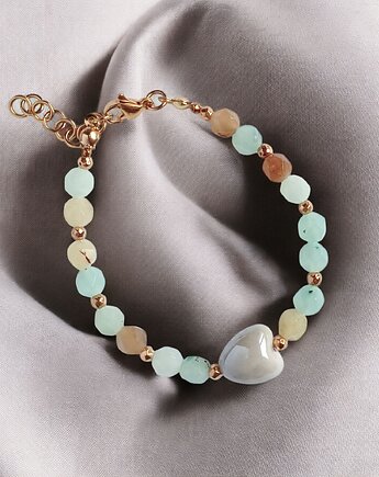 Bransoletka : SPRING collection: JADEIT i ceramiczne serduszko, kaktusia