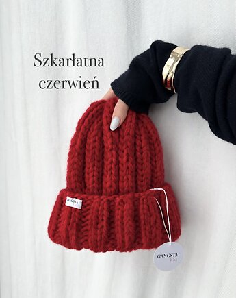 Czapka Nordic 100% wełna *szkarłatna czerwień*, GANGSTA KNIT