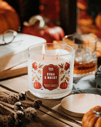 Dynia & Whisky Świeca Sojowa Dwuknotowa, Wosk i Knot