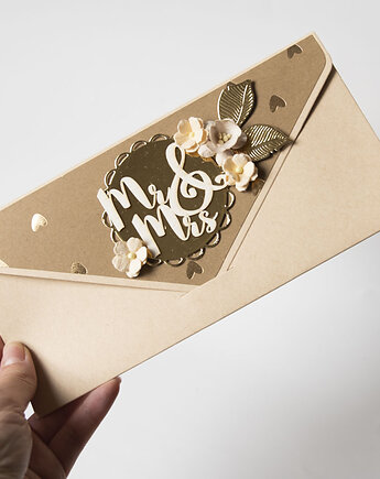 Kartka ślubna folder na pieniądze kieszonka