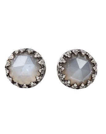 Kolczyki sztyfty oksydowane Petite z kamieniem księżycowym, Blooming Stones