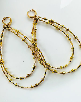 KOLCZYKI hematyt,  złote długie kolczyki z hamatytu i srebra, Anemon Atelier