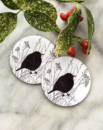 Podkładki pod kubek- Kos- Zimowy kos- Ilustracja, BOSKE