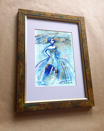 Kumoszka 8 - akwarela 16x24 cm unikat, Katarzyna Radzka