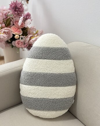 Poduszka Jajko Pisanka W Paski Jasny Szary Ecru, poduszkownia