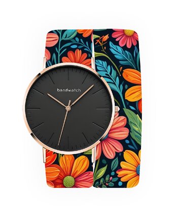 Zegarek damski wiązany - Garden Fiesta - Tarcza Różowe złoto, Bandwatch