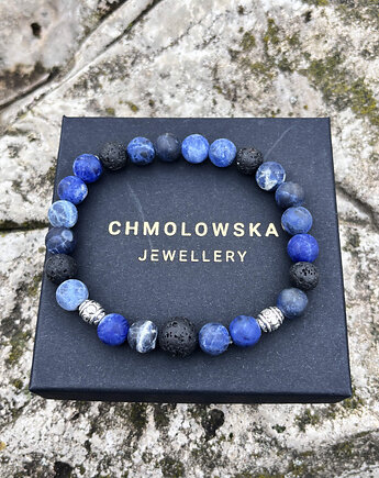 Bransoletka męska Sodalit i Lawa, Chmolowska Jewellery