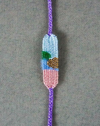 Tkana, mini bransoletka na sznureczku - pastelowy widoczek, Słońcem Tkane