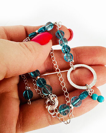 BLUE SUMMER -  Bransoletka kryształ górski,niebieskie kamienie, Anemon Atelier