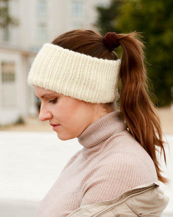 Bardzo ciepła biała opaska merino na wiatr, Holy Alpaca Knit