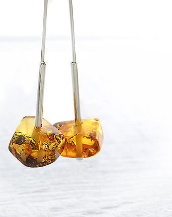 Kolczyki srebrne amber drop, studio INDIGO