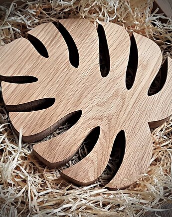 Drewniany liść monstera, podstawka z drewna, Drewniane dodatki