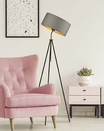Lampa stojąca na trójnogu do sypialni MALMO GOLD, LYSNE