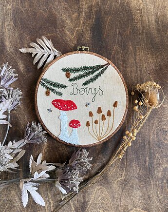 Ręcznie haftowany personalizowany obrazek z imieniem - motyw leśny, ReinerArt