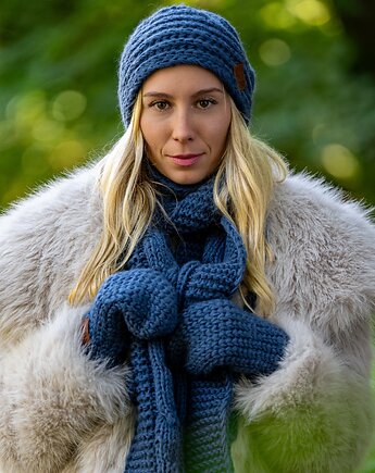 Szal MERINO Ciemny niebieski, Brain Inside