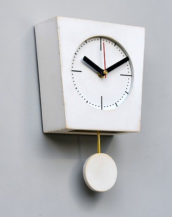 Zegar ścienny drewniany cichy Biały minimalistyczny, Clock Wood Studio