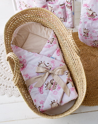 Rożek Niemowlęcy Dwustronny Otulacz Bawełna 80x80 cm LOVE od BabyU, Sleepdo