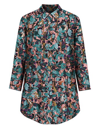 Różowa KOSZULA oversize/ szmizjerka, autoski print 100% wiskoza, NAWROTANKA