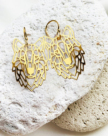 Kolczyki wilki, złoty wilk, Anemon Atelier