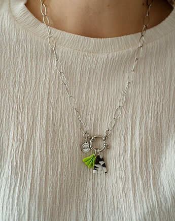 Naszyjnik modern z 2 zawieszkami z gliny polimerowej, Dwie Gliny