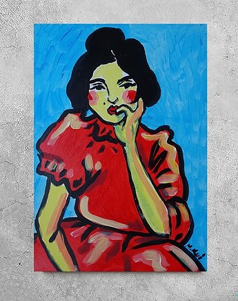 Kolorowy obraz  portret kobiety hiszpanka, alice oil on canvas
