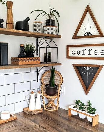 Drewniany zestaw napis COFFEE + 2x SUN, Be ART