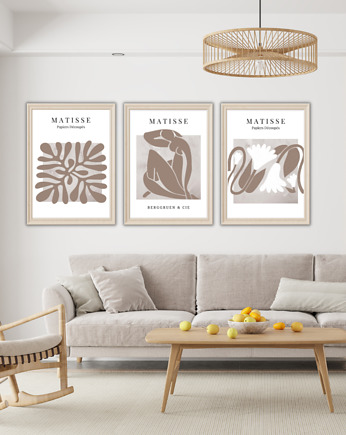 Zestaw 3 plakatów Calm beige Matisse style, Well Done Shop