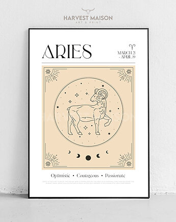 Plakat Znak Zodiaku Mystical Art Baran Prezent Dla Niej, Harvest Maison