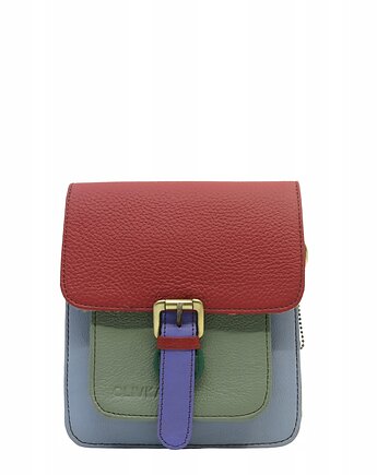 Torebka damska listonoszka kolorowa ze skrawków skórzana eko OLIVKA, Olivka Warsaw