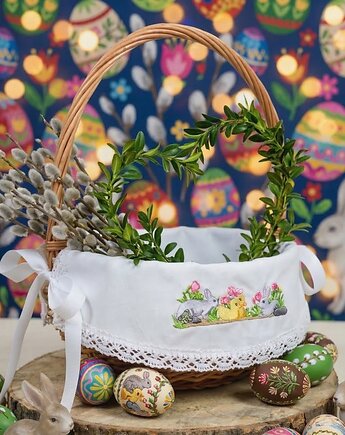 Serwetka do koszyka WIĄZANA duża SCENKA, Monart