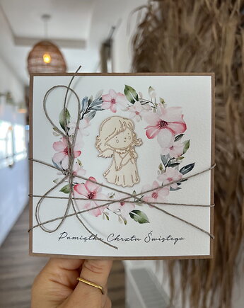 Wyjątkowa kartka ręcznie robiona na chrzest święty, sorte