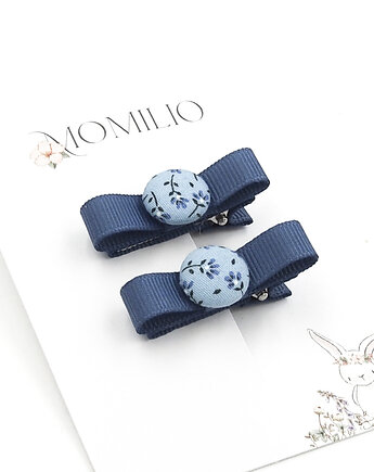 Spineczki do włosów z guziczkiem Blue Little Flowers, Momilio