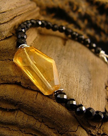 Bransoleta Amulet Sukcesu i Ochrony - Cytryn Turmalin Srebro, Kuźnia Nehesi