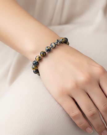 Piękna bransoletka agat jaspisowy 8mm srebro, Yamira Art Studio