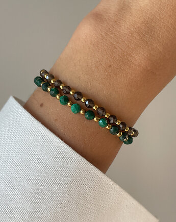 Bransoletki na gumce - malachit, kwarc dymny, Bring Biżuteria