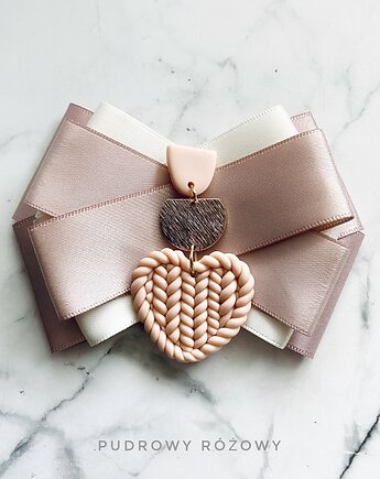 Brosza z unikatowym sweterkowym sercem Sweterek New, Pudrowy Różowy