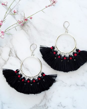  Kolczyki z chwostami Boho Big - Black, Ilovehandmade