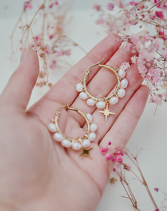 Kolczyki Lumina, perły z gwiazdką, Okruszek Biżuteria