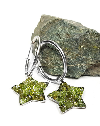 Peridot kolczyki gwiazdki, Magneska