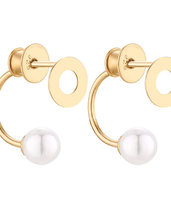 Złote kolczyki z kółkami i perłami SWAROVSKI CRYSTAL, SOTHO