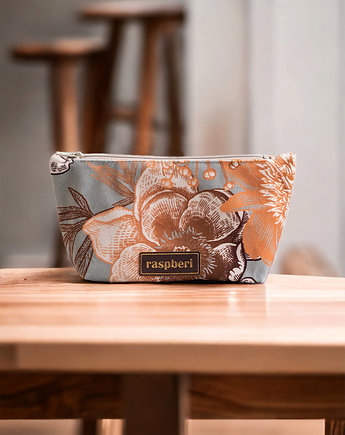 Kosmetyczka w kwiaty z weluru, raspberi