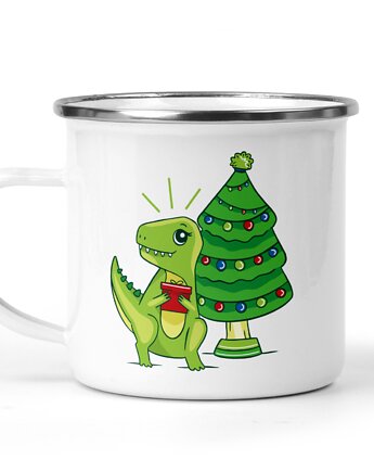 Świąteczny kubek metalowy dinozaur choinka, Kreatywny Warsztat