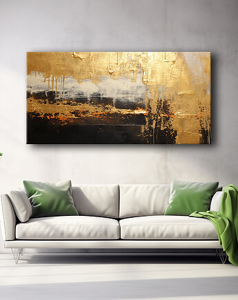 Złoto-czarna abstrakcja - Obraz na płótnie - Druk, Blejtrama, Loft #2, Black Sapphire Art